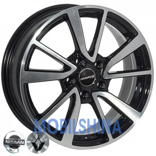 R17 7 5/114.3 66.1 ET40 Zorat wheels 6 344 Black polished (Черный с полированной лицевой частью) (литой)