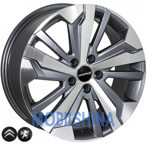 R17 7 5/108 65.1 ET23 Zorat wheels BK5837 Grey Polished (Темно-серый с полированной лицевой частью) (литой)