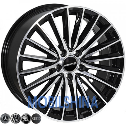 R18 8 5/112 66.6 ET43 Zorat wheels BK5909 Black polished (Черный с полированной лицевой частью) (литой)