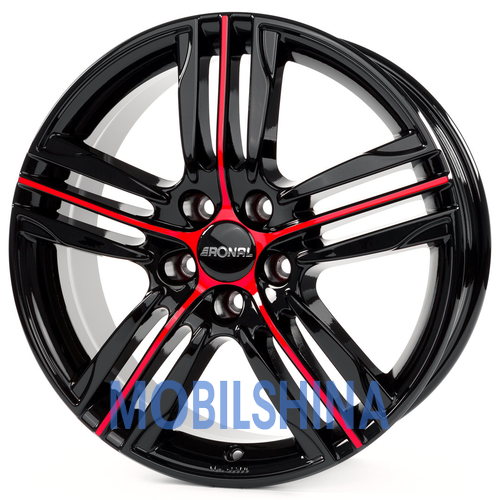 R17 7.5 5/114.3 82.1 ET40 Ronal R57 jet black red stripe (литой)