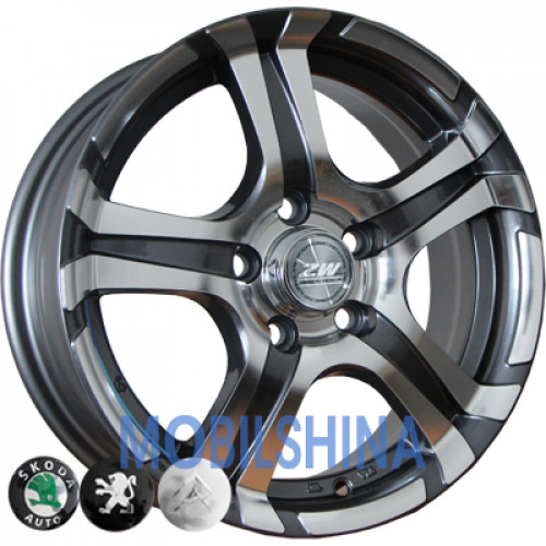 R14 5.5 4/108 65.1 ET25 Zorat wheels 745 Dark Gun Gray Polish (Темно-мраморная крошка с полированной лицевой частью) (литой)