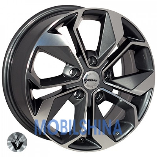 R15 6.5 5/98 58.1 ET38 Zorat wheels BK5168 Grey Polished (Темно-серый с полированной лицевой частью) (литой)