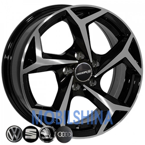 R14 6 5/100 57.1 ET35 Zorat wheels BK5340 Black polished (Черный с полированной лицевой частью) (литой)